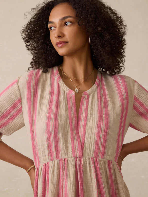 RODRIGUEZ-Cotton Gauze Wesley Dress - Cocoa Reef Stripe